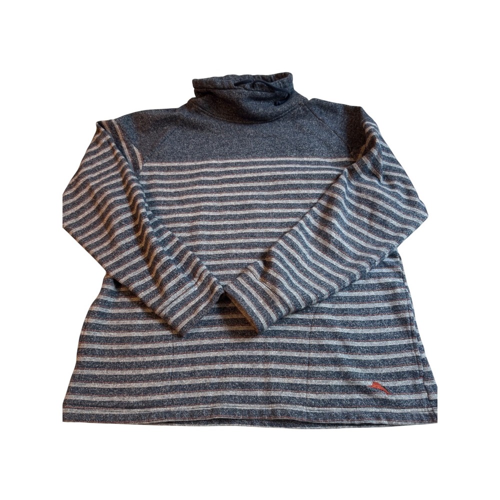 Tommy Bahama women's Large Striped Funnel Neck Pullover Blue Grey knit  L/G - Picture 2 of 11